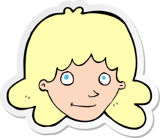 pegatina de un rostro femenino feliz de dibujos animados png