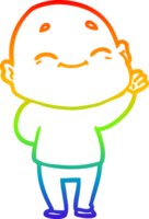 rainbow gradient line drawing cartoon happy bald man png