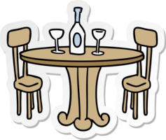 autocollant dessin animé doodle table de dîner et boissons png