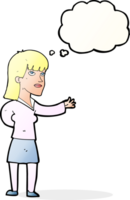 cartoon woman explaining with thought bubble png