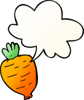 cartoon root vegetable and speech bubble in smooth gradient style png