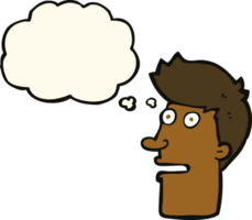 cartoon shocked male face with thought bubble png