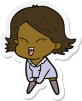 sticker of a happy cartoon girl png