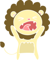 león de dibujos animados de estilo de color plano png