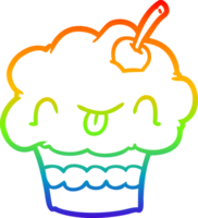 rainbow gradient line drawing funny cupcake png