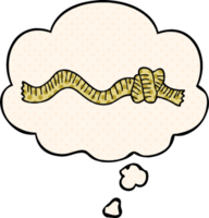 cartoon knotted rope and thought bubble in comic book style png