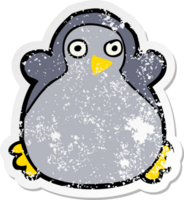 distressed sticker of a cartoon penguin png