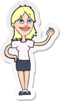 sticker of a cartoon woman waving png