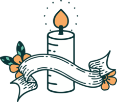 tattoo with banner of a candle png