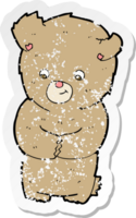 retro distressed sticker of a cartoon teddy bear png