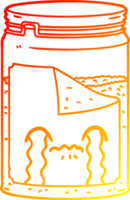 jarra de vidro de desenho animado de desenho de linha de gradiente quente chorando png