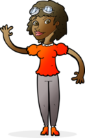 cartoon pilot woman waving png