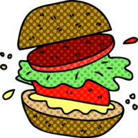 burger végétarien de dessin animé de style bande dessinée excentrique png