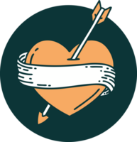 tattoo style icon of an arrow heart and banner png