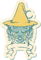crying elf mage character face wiht banner illustration png