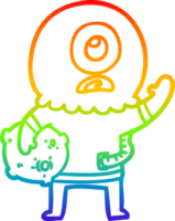 arcobaleno pendenza linea disegno cartone animato Ciclope alieno astronauta agitando png