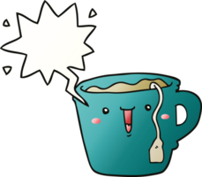 cute cartoon coffee cup and speech bubble in smooth gradient style png