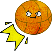 retro grunge textuur cartoon basketbal png