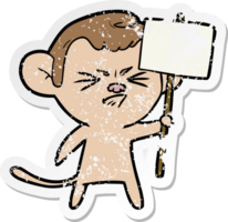 distressed sticker of a cartoon angry monkey png