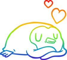 arcobaleno gradiente disegno pinguino con cuori d'amore png