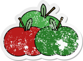 distressed sticker of a cute cartoon juicy apple png