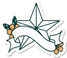 tattoo sticker with banner of a star png