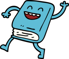 cartoon doodle happy book waving png