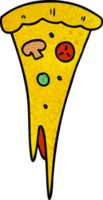 doodle dessin animé texturé d'une tranche de pizza png