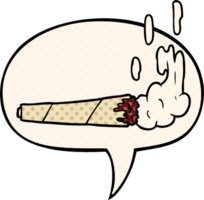 cartoon marijuiana joint and speech bubble in comic book style png