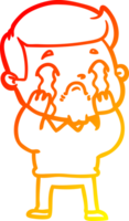 warm gradient line drawing cartoon man crying png