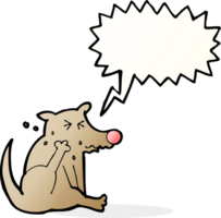 chien de dessin animé se gratter avec bulle de dialogue png