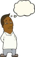 cartoon friendly man with thought bubble png