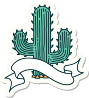 tatuering klistermärke med baner av en kaktus png