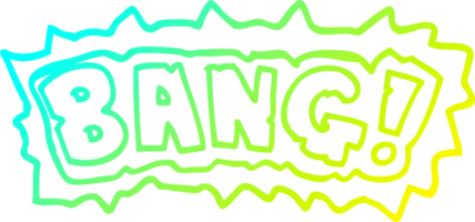 cold gradient line drawing cartoon word bang png