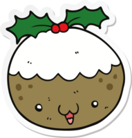 sticker of a cute cartoon christmas pudding png