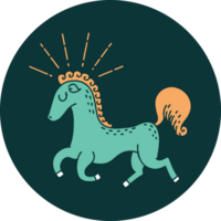 icon of tattoo style prancing stallion png