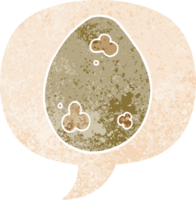 cartoon egg and speech bubble in retro textured style png