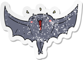 distressed sticker of a cartoon happy vampire bat png