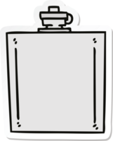 sticker of a quirky hand drawn cartoon hip flask png