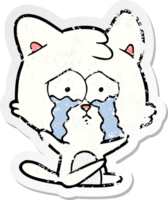 distressed sticker of a cartoon cat png