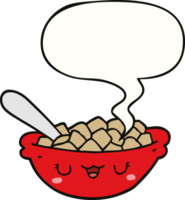 tigela de desenho animado bonito de cereais e bolha de fala png