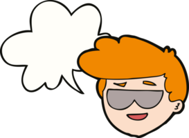 cartoon boy wearing sunglasses and speech bubble png