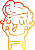 warm gradient line drawing happy cartoon man png