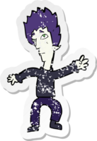 retro noodlijdende sticker van een cartoon vampier man png