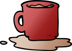 doodle de desenho animado de caneca de chá derramada png