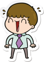 sticker of a laughing cartoon man in shirt and tie png