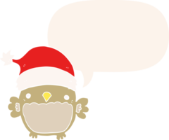 cute christmas owl and speech bubble in retro style png