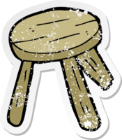 retro distressed sticker of a cartoon wooden stool png