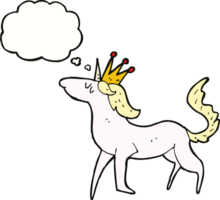 unicornio de dibujos animados con burbuja de pensamiento png