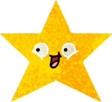 estrela de ouro dos desenhos animados de estilo de ilustração retrô png